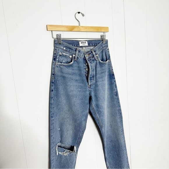 Agolde Jamie High Rise Classic Tapered Distressed Jeans in Idyllic 24 - Picture 4 of 9